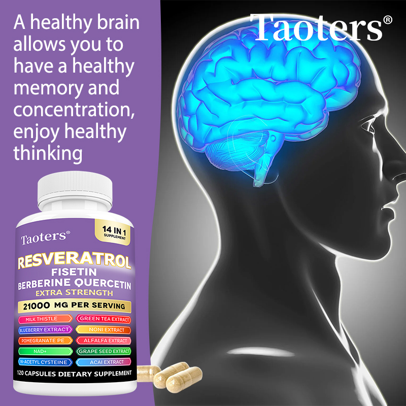 Resveratrol Capsule Anti Aging - Suplemento Resveratrol con Nad+, Berberina -