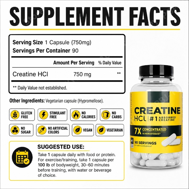 Creatina HCl 750mg 90 Cápsulas - Nutrition Fitness Supplements reseña y precio