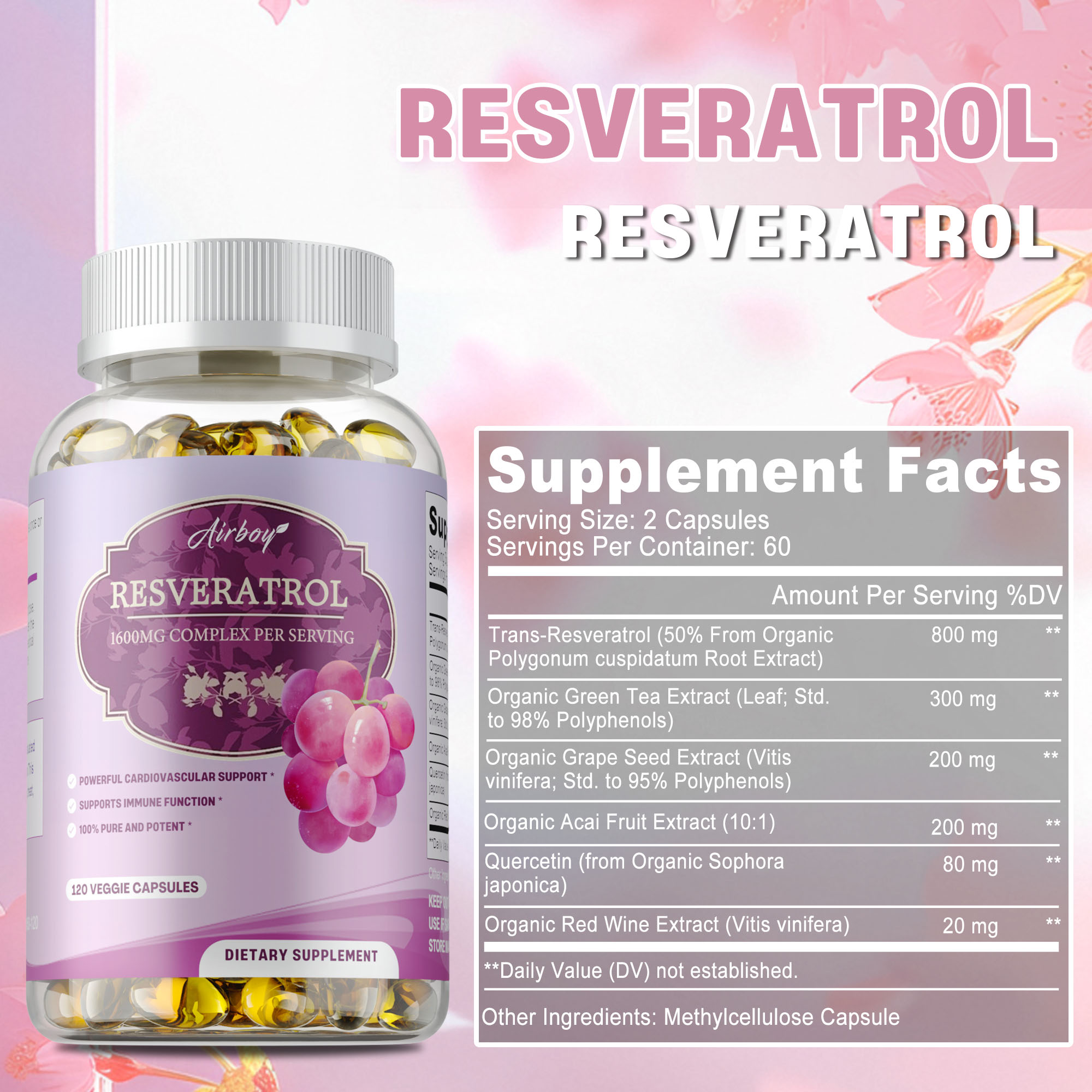 Cápsulas de Resveratrol - Mejo - Resveratrol Capsule Anti Aging reseña y precio
