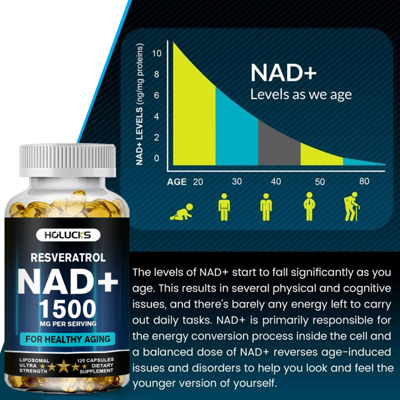 Cápsulas HOLUCKS NAD+, con NAD - Resveratrol Capsule Anti Aging reseña y precio