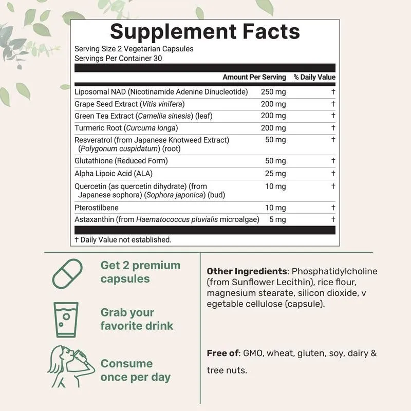 Suplemento NAD de Resistencia  - Resveratrol Capsule Anti Aging reseña y precio