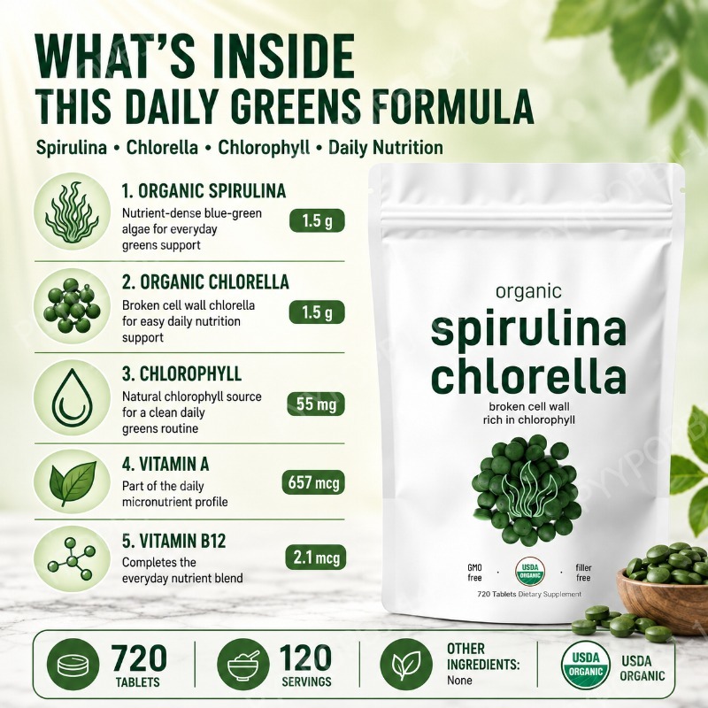 Tabletas de Espirulina y Chlor - Spirulina Tablet Organic reseña y precio