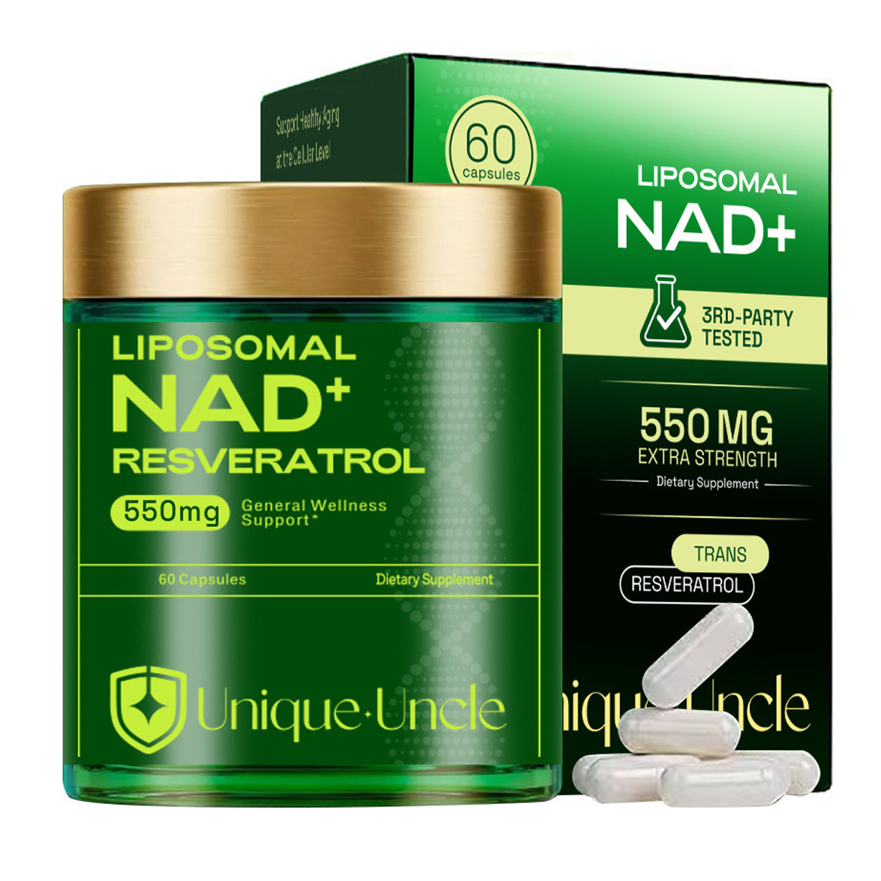 Suplemento Liposomal de NAD+ 5 - Resveratrol Capsule Anti Aging reseña y precio